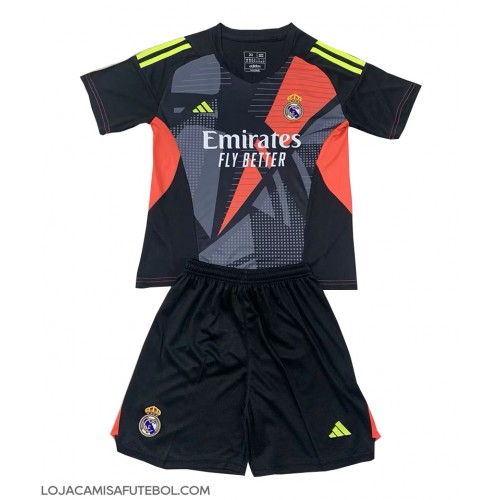 Camisa de Futebol Real Madrid Goleiro Equipamento Secundário Infantil 2024-25 Manga Curta (+ Calças curtas)